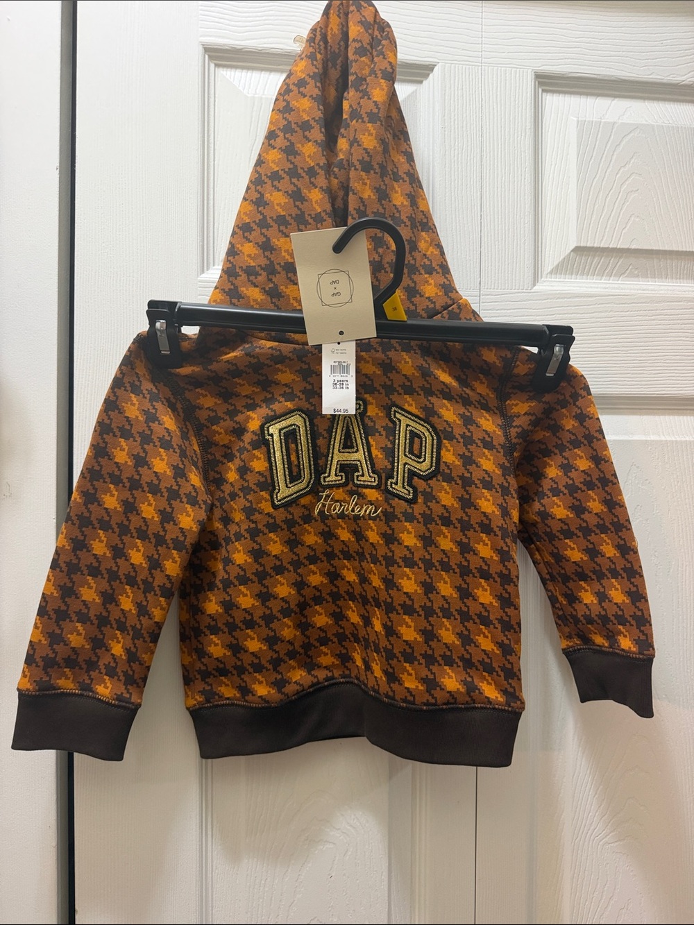 Baby GAP Harlem Kids' Hooded Sweatshirt - Orange Houndstooth